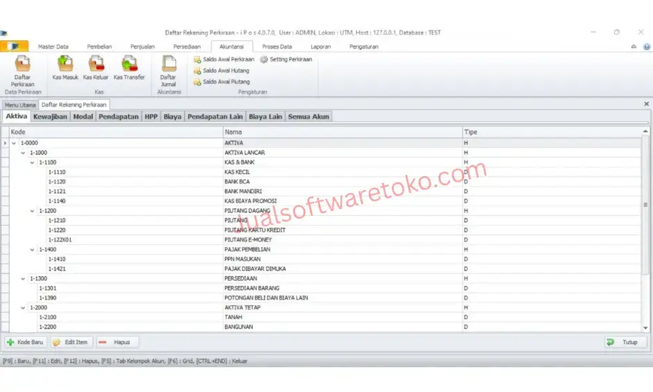 tampilan menu akuntansi pada program toko IPOS 4